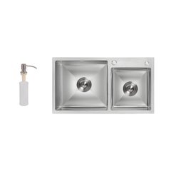 Кухонна мийка з дваома чашами Lidz H7843 3.0/1.0 мм Brush (LIDZH7843BRU3010)