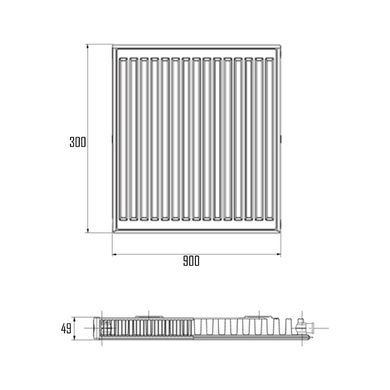 Радиатор стальной Bjorne 11-К 300х900 боковое подключение