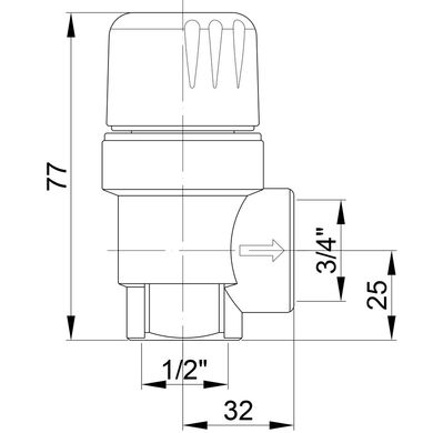 Запобіжний клапан Icma 1/2"х3/4" ВР для геліосистеми №S121