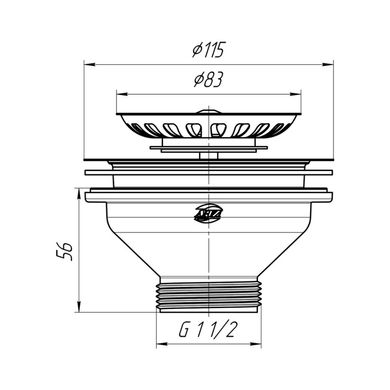 Випуск для мийки ANI Plast М250 з нержавіючою решіткою 115 мм