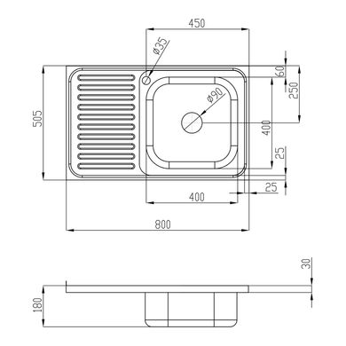 Кухонная мойка Lidz 5080-R 0,8 мм Decor (LIDZ5080RDEC06)
